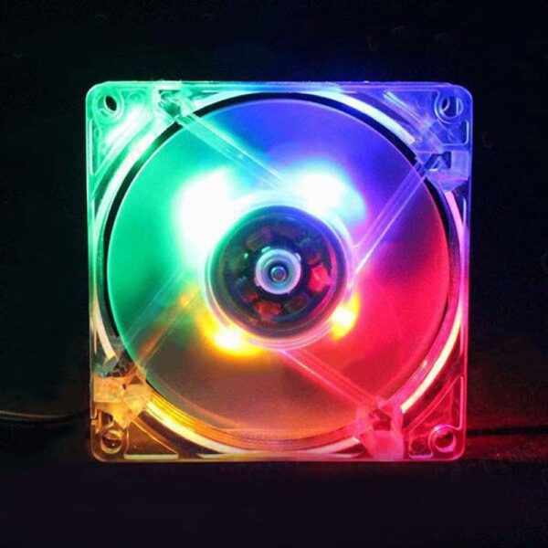 Computer Radiator 80mm LED Computer PC Fan 8025 Silent Cooling Fan LED Luminous Chass Computer Case Cooling Fan Mod Easy Installed (Color : Multi-Colored)
