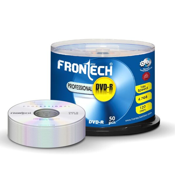 Frontech Blank DVD-R 4.7 GB 16X Speed Digital Disk – Pack of 50, Professional DVD with Advanced German Technology (DVD-0003)
