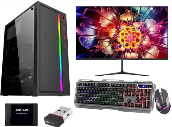 Zoonis Gaming Pc Desktop Computer Full Set Core I7 3770 |16GB Ram |512GB SSD|Windows 10| GT 4GB 730 DDR5 Graphics Card with 19 inches led Monitor RGB Keyboard RGB Mouse Wi-fi Ready to Play